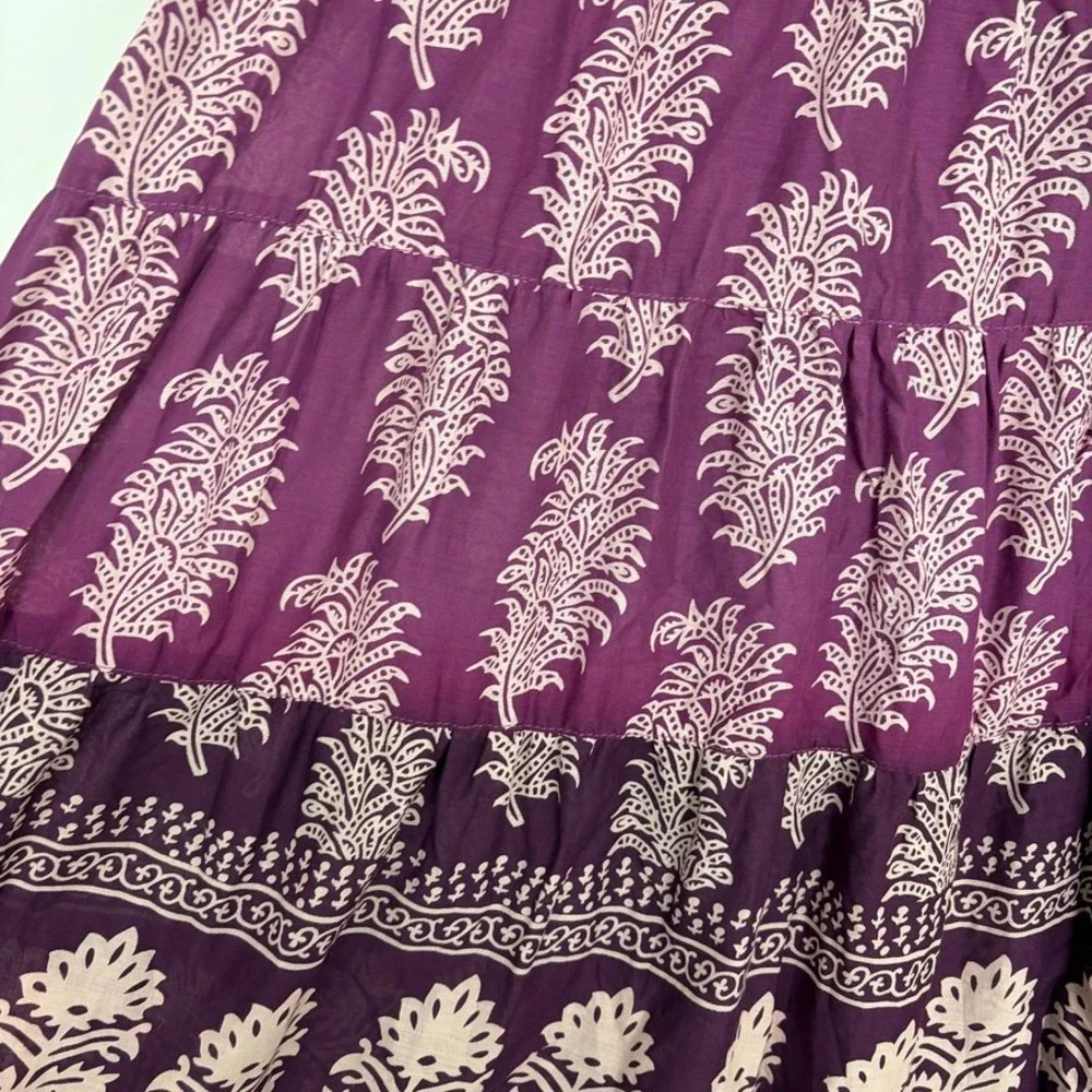 JL Studio Y2k Purple Tiered Midi Skirt Fairycore Cotton Boho Cottage Size 26W